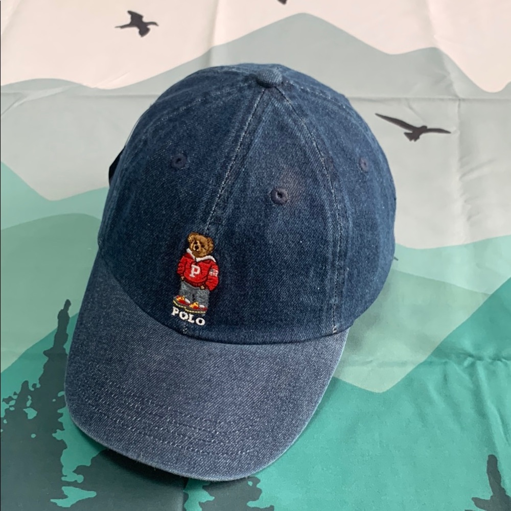 Polo by Ralph Lauren Denim Cap with Bear Logo - Blue